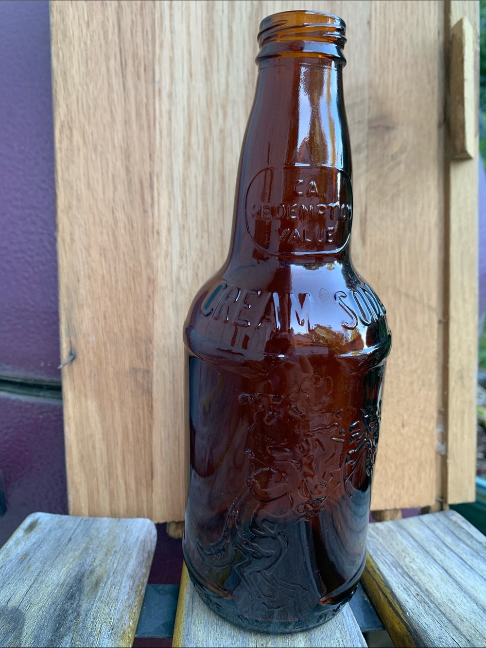 Embossed Amber Glass Bottle Accent - Home Art